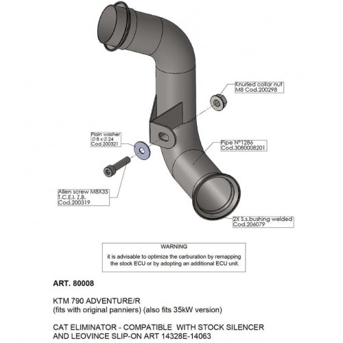 TUBO SUPRESOR CATALIZADOR LEOVINCE HUSQVARNA